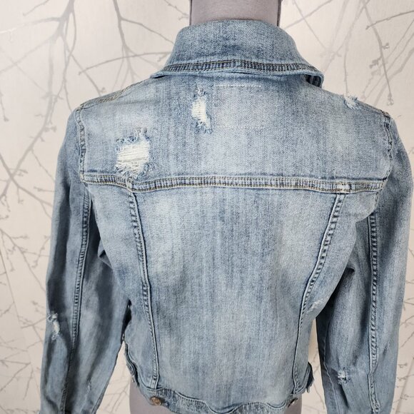 Torrid Light Wash Destructed Denim Trucker Jacket - Picture 4 of 7